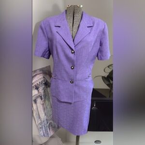 Vintage Skirt Suit Purple (2) Piece Women’s Size 16 Button Up Blazer
